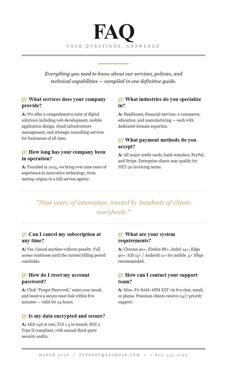 Editorial magazine FAQ